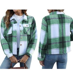 Fall vibes cropped plaid jacket